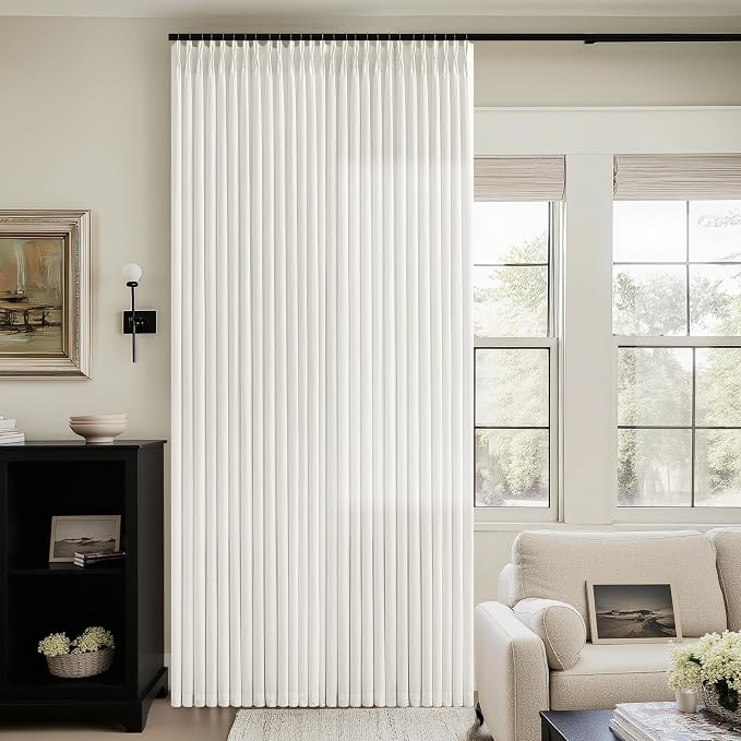 Cream Semi Sheer Linen Pinch Pleated Curtains 80 Inch Long | Beige Ivory Neutral, Light-Filtering Privacy, Bedroom, Faux Linen Textured, Hook Rings Memory Shape, Boho Modern Vintage