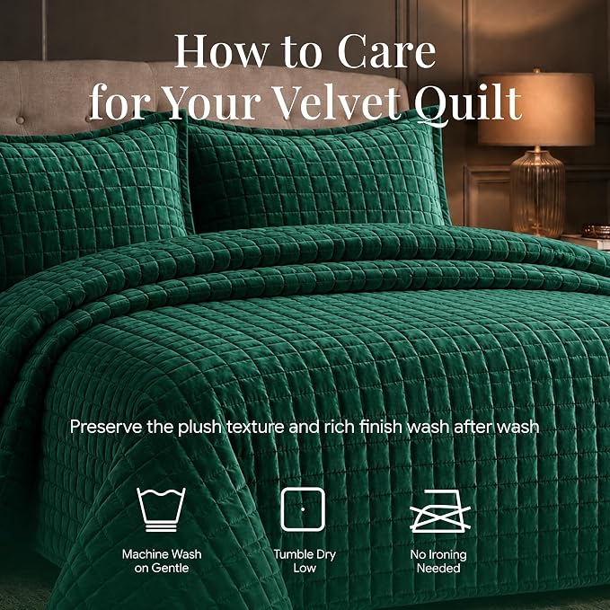 Florence Solid Quilt Set King Emerald Green
