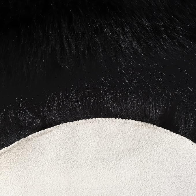 Faux Fur Rug Black Sheepskin Area Rug,Ultra Soft 4x6 ft Rectangular Shaggy Plush Rug for Bedroom Sofa Floor Bedside Living Room Kids Room
