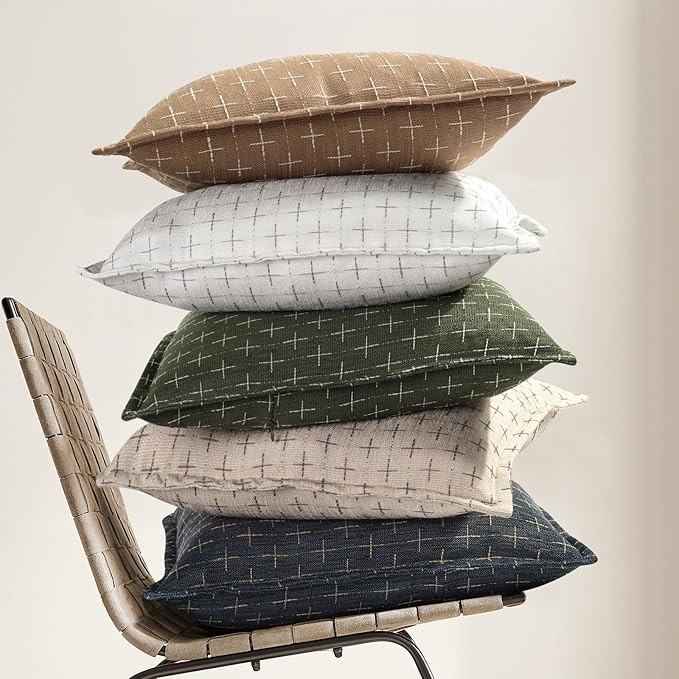 ZWJD 12x20 Pillow Covers Set of 2 Soft Polyester Textured Throw Pillow Covers with Stylish Flange Edge Cozy Farmhouse Throw Pillows for Couch Bed Sofa Living Room