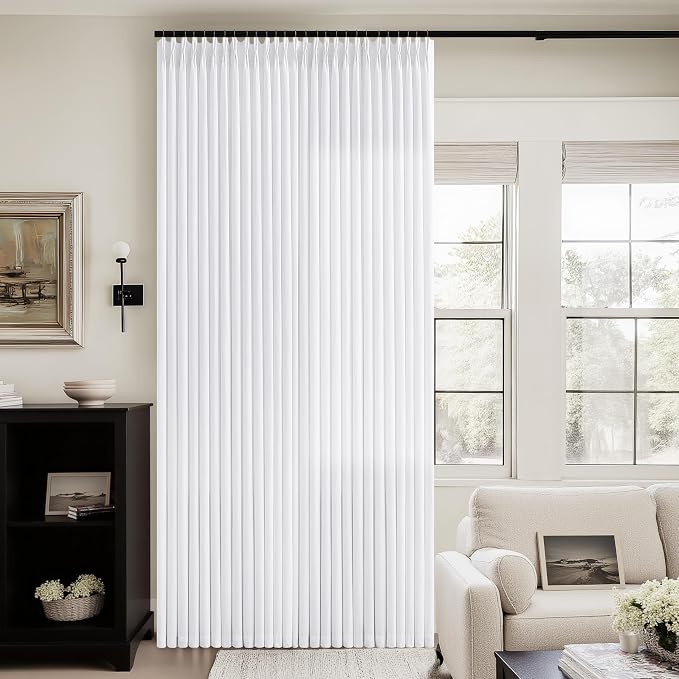 72 Inch White Pinch Pleated Linen Curtains 2 Panels for Living Dining Room Linen Textured Light Filtering Pinch Pleat Semi Sheer Drape Back Tab Snow White 72 Inch Window Curtains for Bedroom Cabin