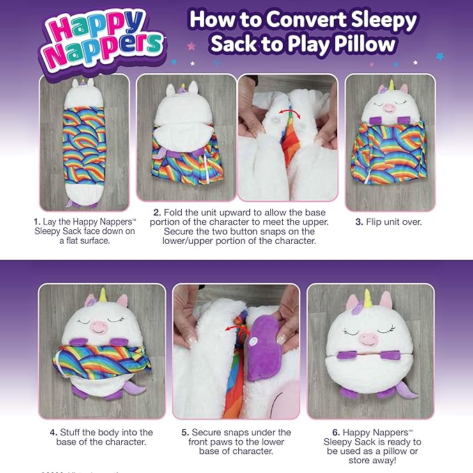 Happy Nappers Pillow & Sleepy Sack- Comfy, Cozy, Compact, Super Soft, Warm, All Season, Sleeping Bag with Pillow- Narwhal (Medium- 54” x 20”)