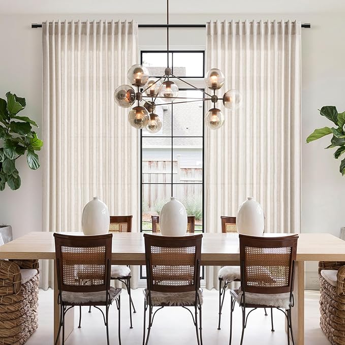 Beige Linen 102 Inch Long Curtains for Living Room 2 Panels Back Tab Rod Pocket Linen Semi Sheer Extra Long Curtains Soft Material Light Filtering Window Panel Drapes for Dining Room 60x102