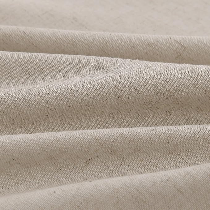 Oatmeal Beige Pinch Pleated Linen Curtains 90 Inches Long Country Boho Farmhouse Semi Sheer Textured Linen Blended Light Filtering Curtain for Living Room Bedroom Pleated Drapes with Hooks Rings 40x90