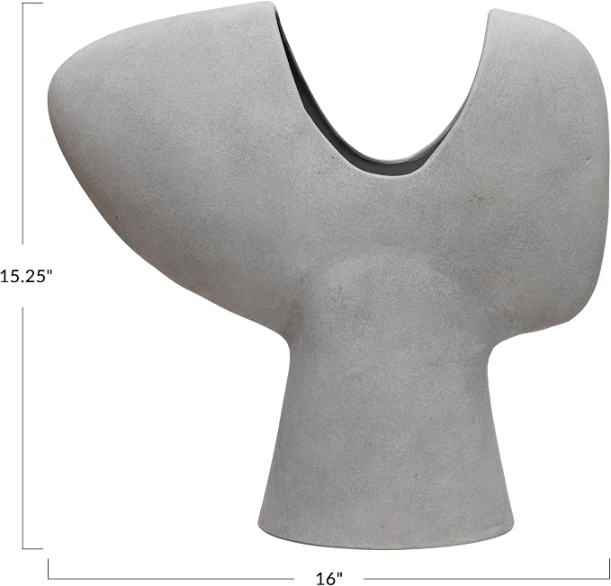 Bloomingville Modern Terracotta Abstract Vase, Grey
