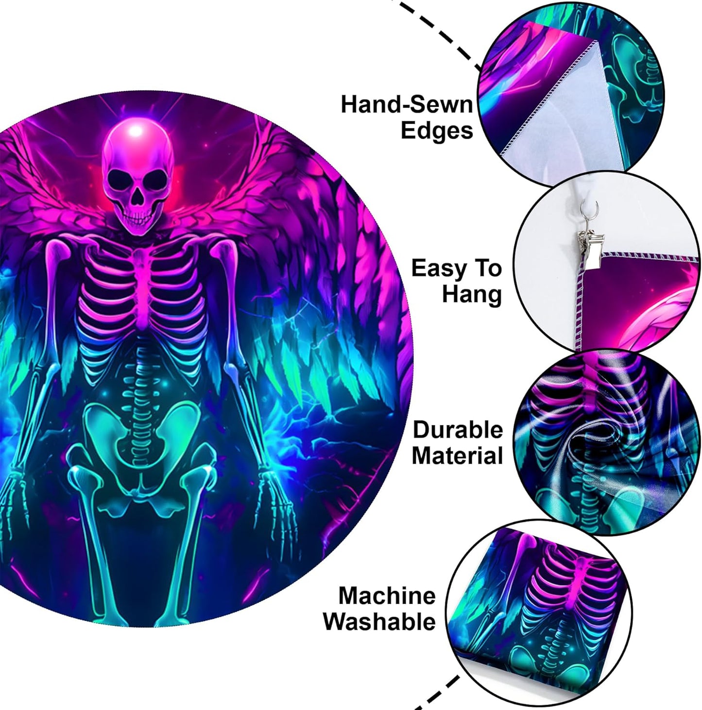 Blacklight Tapestry,WingTapestry Glow In The Dark,UV Reactive Black Light Upright Posters Wall Hanging for Bedroom Dorm Living Room Backdrop Decor (wing13, 90L" x 70W")