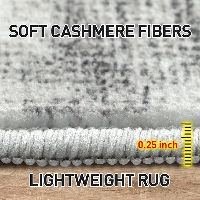 5x7 Area Rugs Washable Rug: Modern Abstract Living Room Rug Soft Anti-Skid Thin Carpet Indoor Floor Non-Shedding Carpets for Bedroom Dining Room Farmhouse Nursery Home Office - Black Grey