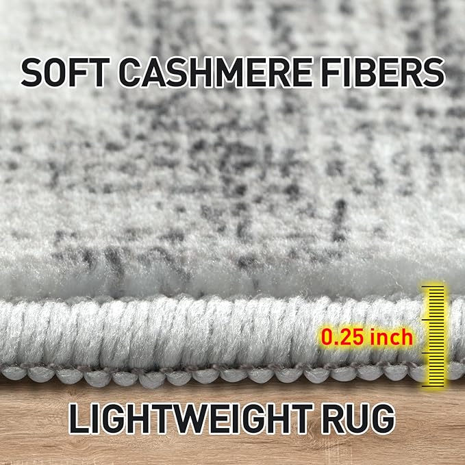 6x9 Area Rugs Washable Rug: Large Modern Abstract Living Room Rug Soft Anti-Skid Thin Carpet Indoor Floor Non-Shedding Carpets for Bedroom Dining Room Farmhouse Nursery Home Office Black Grey