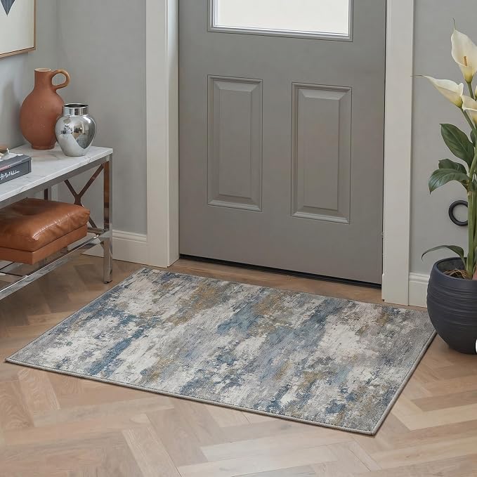 BEIMO Area Rugs 8x10 for Living Room Bedroom, Modern Abstract Machine Washable Rug, Large Soft Low Pile Floor Cover with Non Slip Backing for Dining Room, Dusty Blue