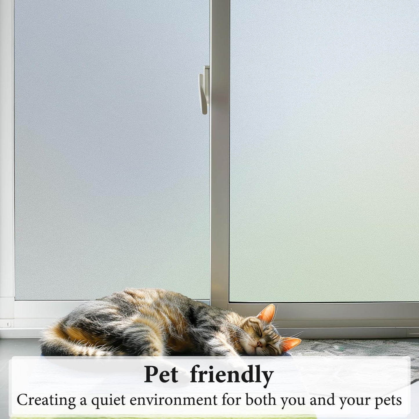 DUOFIRE Privacy Window Film Natural Frosted Glass Film Static Cling Glass Film No Glue Anti-UV Window Sticker Non Adhesive for Privacy Office Meeting Room Bathroom Living Room 17.4in. x 157.4in. S001