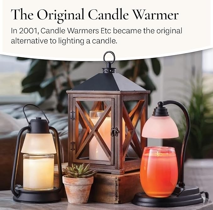 CANDLE WARMERS ETC. Auto Shutoff Candle Warmer Plate (White, Plug-in) – Modern Candle Wax Warmer with 8-Hour Timer