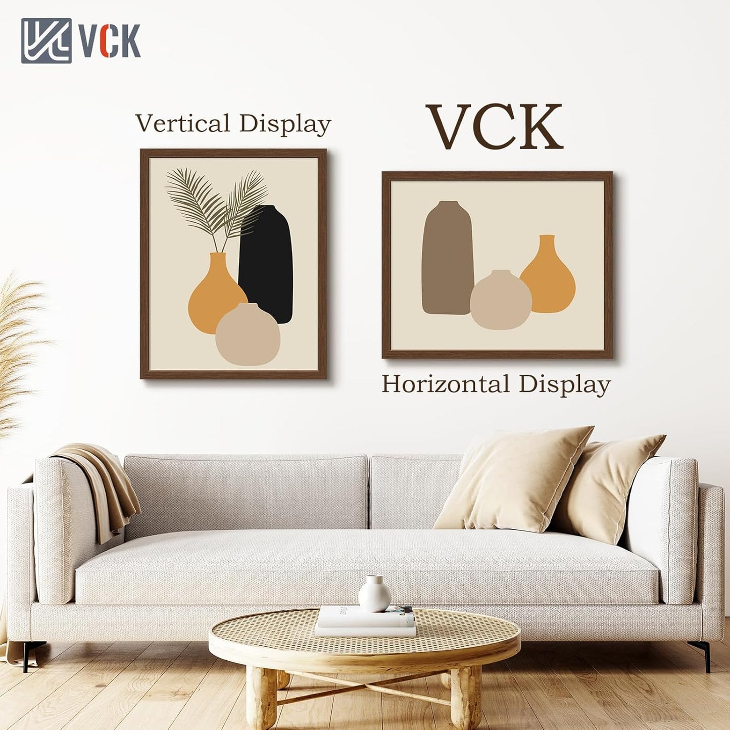 VCK 24x30 Brown Poster Frame 3 Pack, Wood Picture Frame with Exclusive Wood Grain, Wall Mounting Hanging