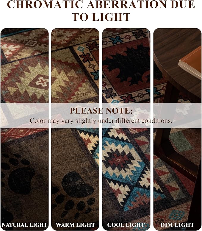 YIHOUSE Rustic Cabin Rugs for Living Room 9x12, Wildlife Bear & Deer Area Rug, Washable Southwestern Lodge Large Area Rug