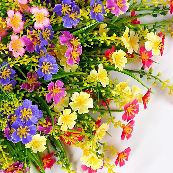 trytuny 10 PCS Artificial Plants Outdoor,Artificial Flowers UV Resistant Fake Flowers,Fake Plastic Faux Flowers for Porch Window Box Home Garden Decor