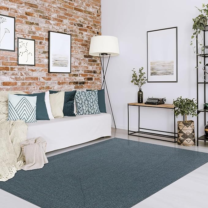 Superior Indoor Outdoor Area Rug, Handwoven Reversible Braided Home Decor for Living Room, Kitchen, Entryway, Patio, Front Porch, Deck, Modern, Boho, Farmhouse Style, 6' x 9', Lagoon Breeze