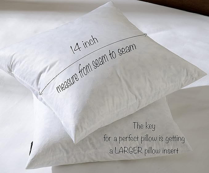 basic home Hotel-Style Goose Feather Accent Pillow Insert for Sofa & Bed - 100% Odorless & Plump Cushion Filler - 233TC Cotton with Inner Liner to Prevent Poking (14x14 Inch)