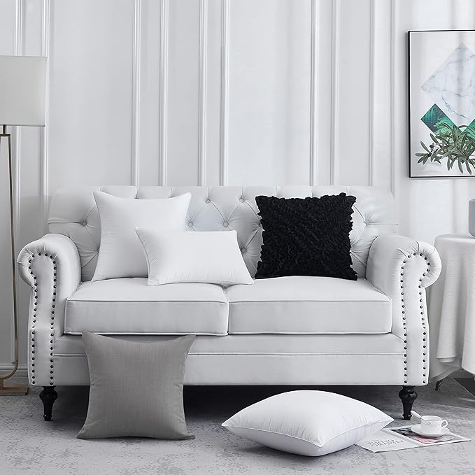 FAVRIQ 24 x 24 Pillow Inserts - 24 Inch Decorative Square Sofa Throw Pillow with 100% Cotton Cover - White Pack of 2
