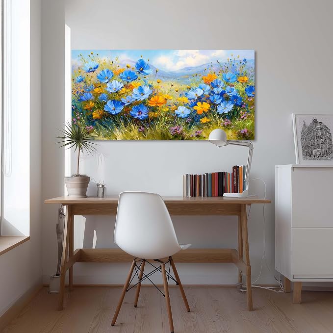 Ggaafet Bright Wildflower Wall Art for Living Room Canvas Oil Painting Prints Beautiful Floral Blooming Art Deco Pretty Flowers Artwork Office Bedroom Family Dining Room Decor Extra Large
