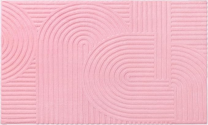 Pauwer Pink Area Rug for Girls Bedroom 3x5 Soft Fluffy Non Slip Machine Washable Rugs Arch Modern Indoor Mat Fuzzy Floor Carpet for Kids Nursery Living Room Dorm Playroom Dining Baby Home Decor