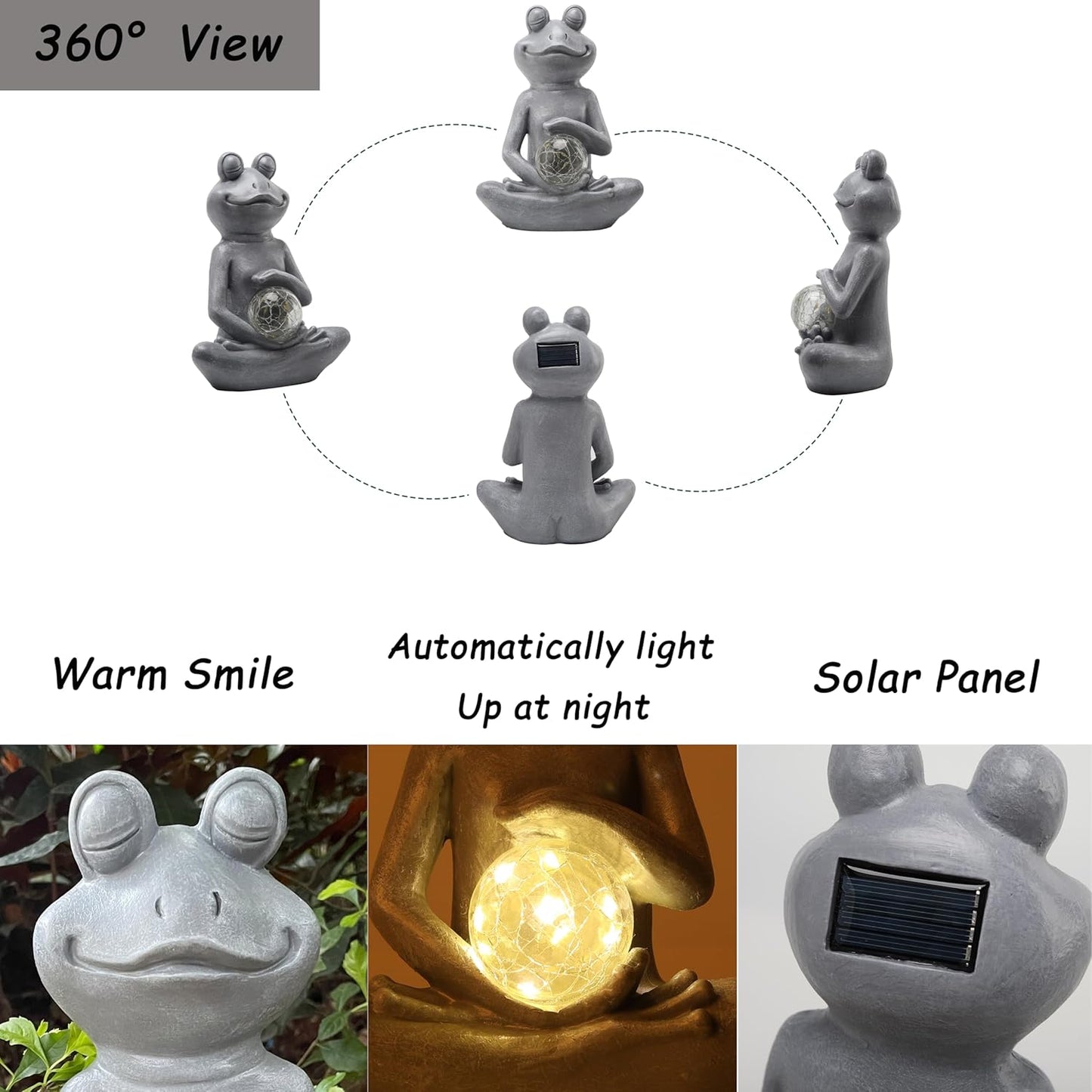 Solar Frog Garden Figurines Solar Lights Yoga Frog Statue for Outdoor Garden Patio Yard Frog Decor Gifts for Women Grandma Mother's Day Birthday Gifts