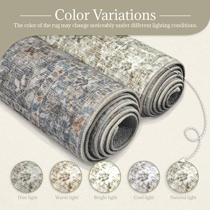 Machine Washable Entryway Small Area Rugs: Soft Non-Slip Low Pile Door Mat Indoor Entrance 2x3 ThrowRug for High-Traffic Areas Kitchen, Hallway, Farmhouse Decor