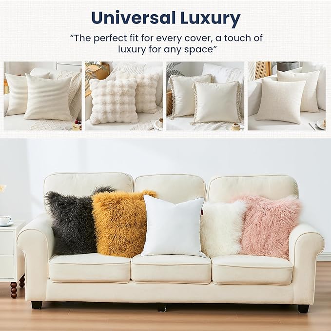 Down Pillow Inserts 20x20, 100% Goose Down Feather Throw Pillows Inserts - Ultra Plush, Decorative Pillow Insert with Soft Cotton Cover for Couch, Sofa, Bed, Living Room (Pack of 1)