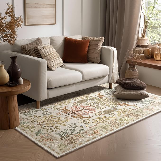3x5 Small Area Rugs for Entryway: Machine Washable Rug Stain Resistant Non Slip Low Pile Soft Faux Wool Lightweight Entry Rug for Bedroom Living Room Kitchen Laundry Office Bathroom Front Door Indoor