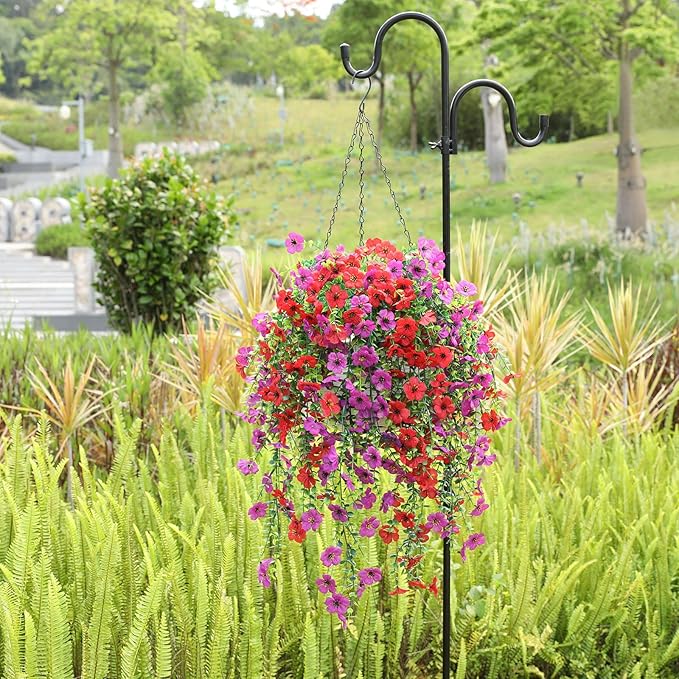 Artificial Flowers for Outdoors Spring Decor, 6 Bundles UV Resistant Realistic Faux Silk Hanging Flowers, Fake Plants for Planter Indoor Outside Garden Porch Patio Balcony Yard Farmhouse