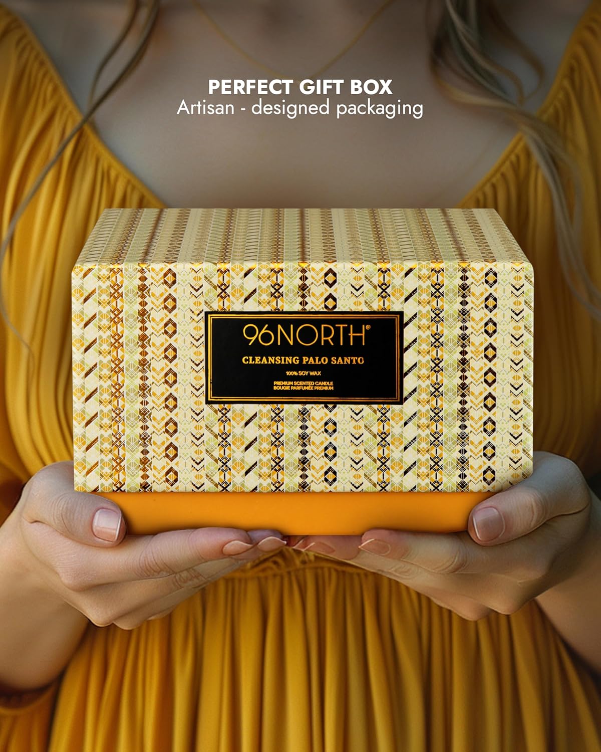 96NORTH Luxury Palo Santo Candle | Large 3 Wick Jar Candle | Up to 50 Hours Burning Time | 100% Natural Soy Wax | Relaxing Aromatherapy Aesthetic Candles | Housewarming Gift for Men and Women