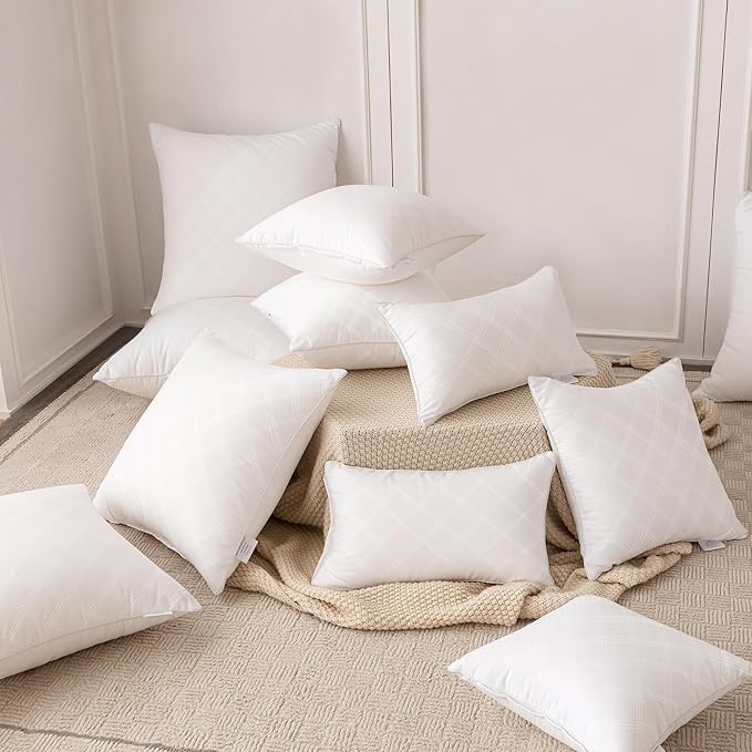 Oubonun 28x28 Throw Pillow Inserts Set of 2, White Square Interior Sofa Pillow Inserts, Decorative Pillow Insert Pair for Couch Bed Living Room
