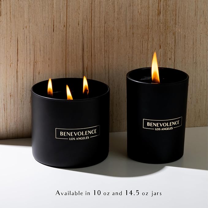 Benevolence LA Premium Charcoal Scented Candle – Long-Lasting, 45-Hour Burn – Luxury Black Wax Soy Candle for Home – Aromatherapy & Room Decor – 10oz