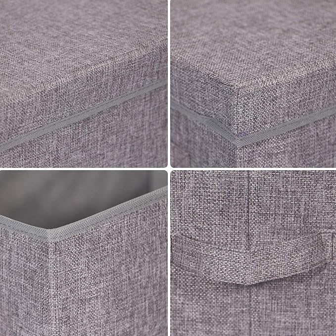 TENABORT 4 Pack Large Foldable Storage Box with Lids Fabric Storage Cube Organizer Cloth Containers Bins Baskets for Closet Clothes Clothing Bed Room