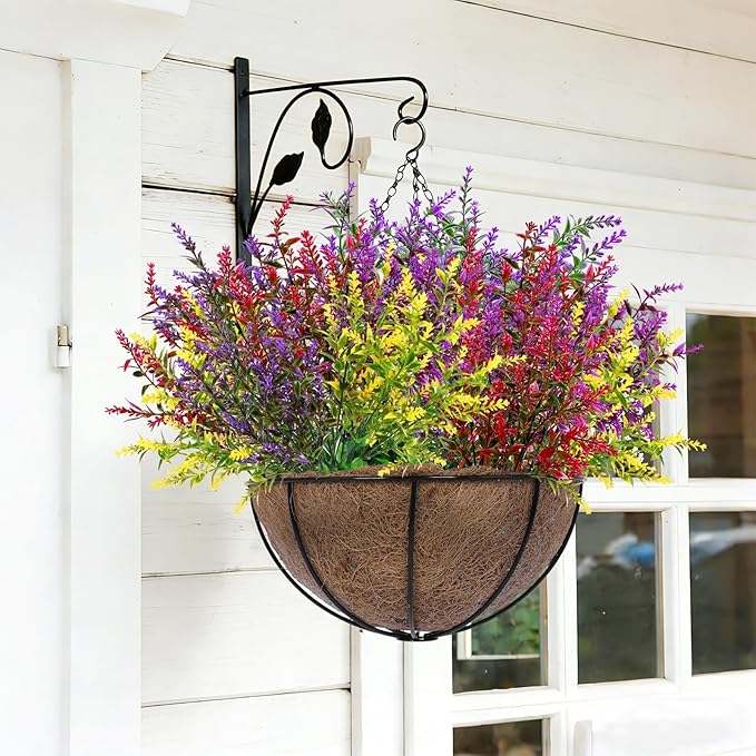 TURNMEON 20 Bundles Artificial Flowers for Outdoors Summer Decor, UV Resistant No Fade Fake Lavender Flowers Plastic Faux Plants for Window Box Garden Planter Porch Indoor Cemetery Decor(Mix Colors)