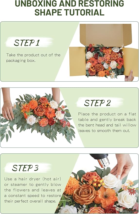 Faux Flower Swag Set of 2 for Wedding Welcome Signs Floral Swag Reception Ceremony Decor Orange