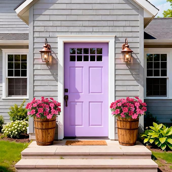 Hommyea Artificial Fake Flowers for Outdoor, 8 Bundles Faux Plants Silk Flowers Spring Decoration UV Resistant No Fade Plastic Flowers for Outside Planters Home Porch Patio Yard Garden Decor