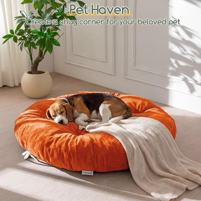 HIGOGOGO Papasan Chair Cushion with Chenille Cover (Without Chair), Soft Supportive Cushion, Orange, 48 x 48 Inch