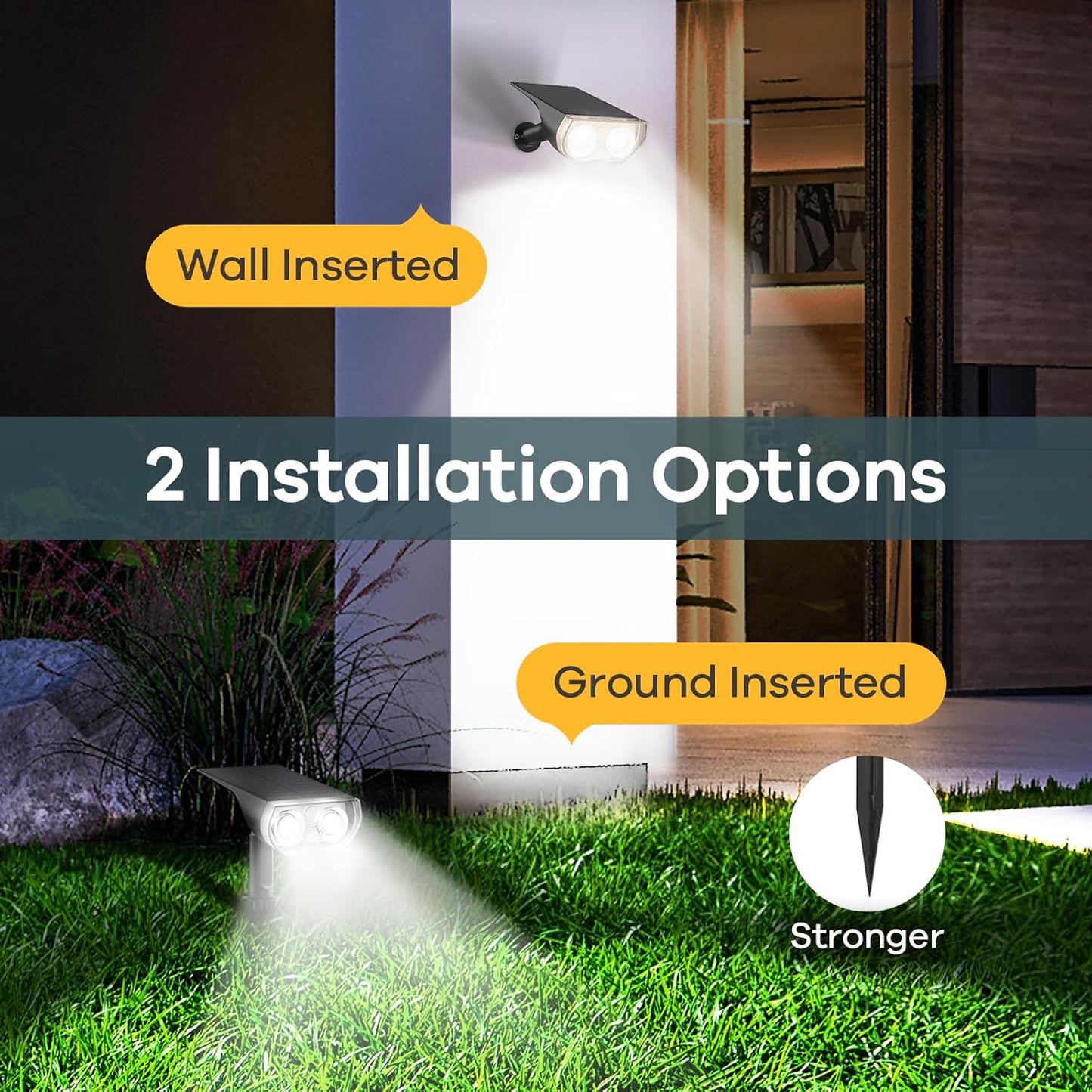 Linkind Solar Lights Outdoor Waterproof IP67, StarRay Dusk-to-Dawn Outdoor Solar Lights, 3 Lighting Modes Solar Spot Lights Outdoor for Garden, Yard, Landscape (Daylight, 4 Pack)