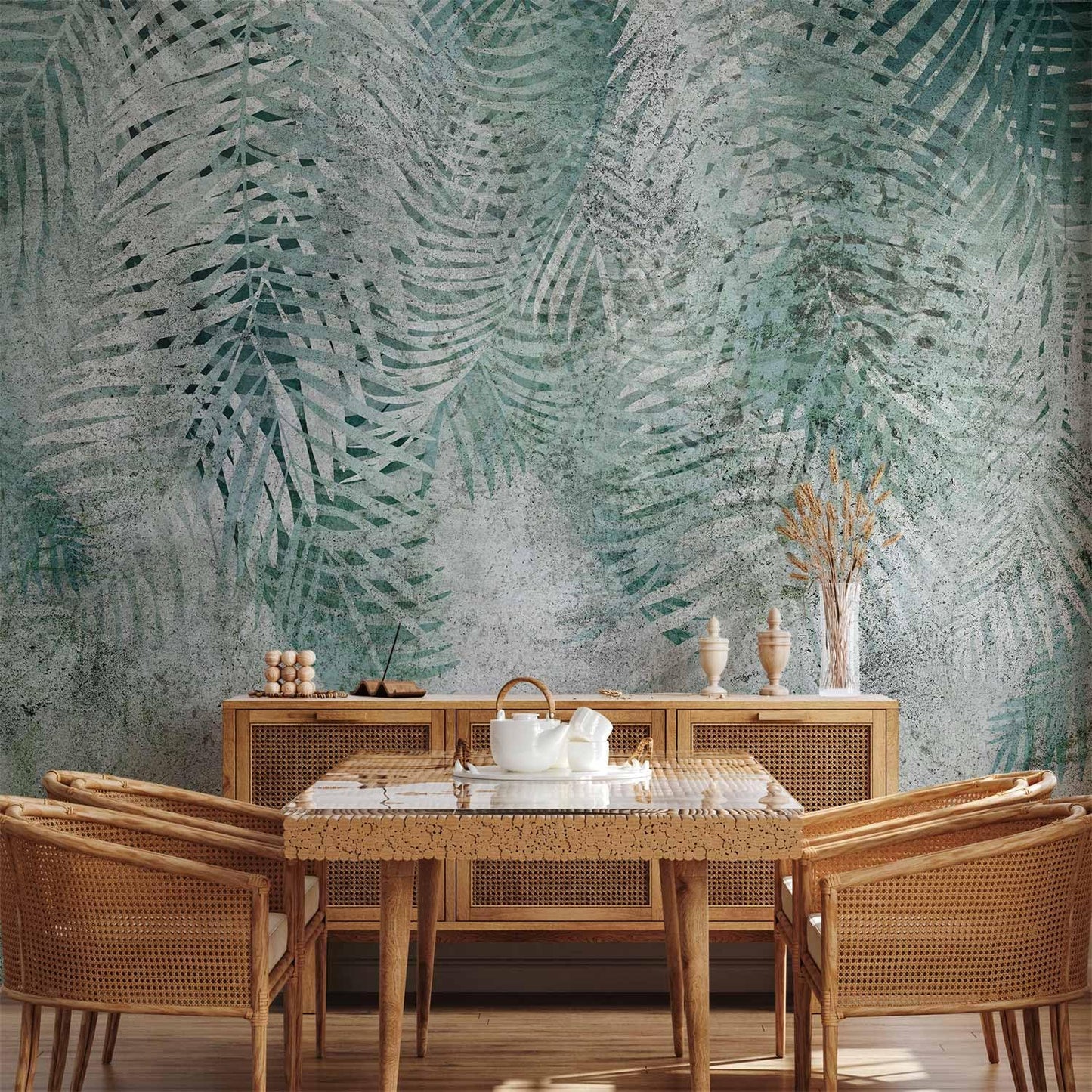 artgeist Wall Mural Leaves 96x69 in - XXL Peel and Stick Self-Adhesive Wallpaper Removable Large Sticker Foil Wall Decor Print Picture Design Nature Botanical Plants Palm Abstract b-C-0861-a-a