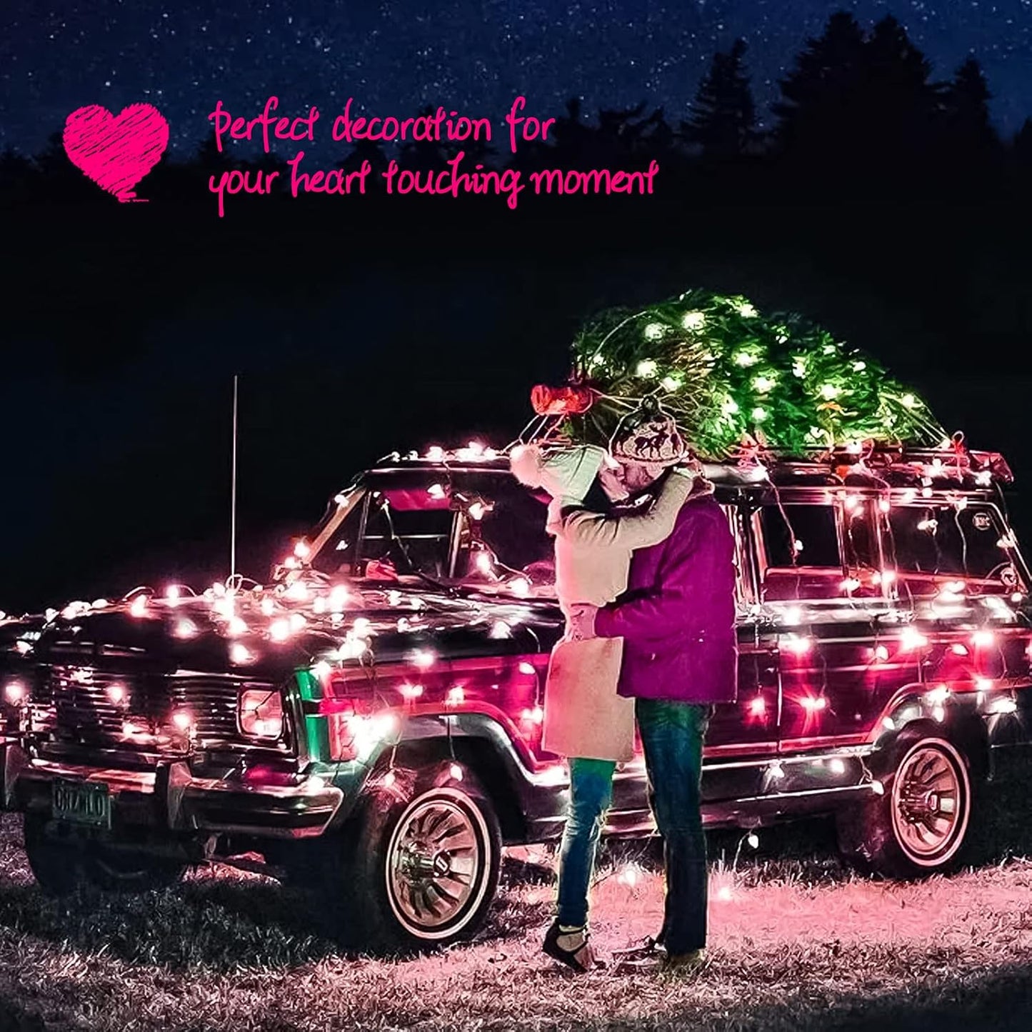 Christmas Pink Mini String Lights - 100 Count 25 Feet Detachable Incandescent Bulb Waterproof Fairy Lights Plug in for Indoor Outdoor Party Patio Xmas Tree Valentine's Day Decoration, White Wire