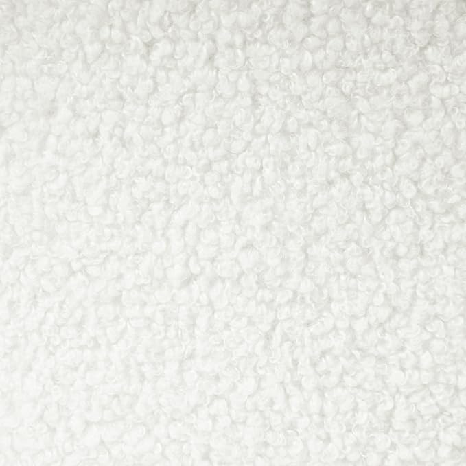 HomePop 19" Faux Sheepskin Round Storage Ottoman - Light Cream