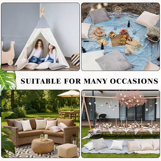 Berlune 8 Pcs Velvet Throw Pillow Covers 18" x 18" Decorative Cushion Cases Soft Pillowcase for Graduation Coquette Party Accessories Couch Sofa Bed Chair Home Decor, No Inserts (Beige Gray Colors)
