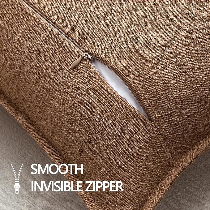 MIULEE Euro Sham Pillow Covers for Bed 26x26, 2 Pack Brown Thick & Textured Decorative Throw Pillow Covers, Neutral Linen Cushion Cases, Modern Farmhouse Home Decor, No Filling
