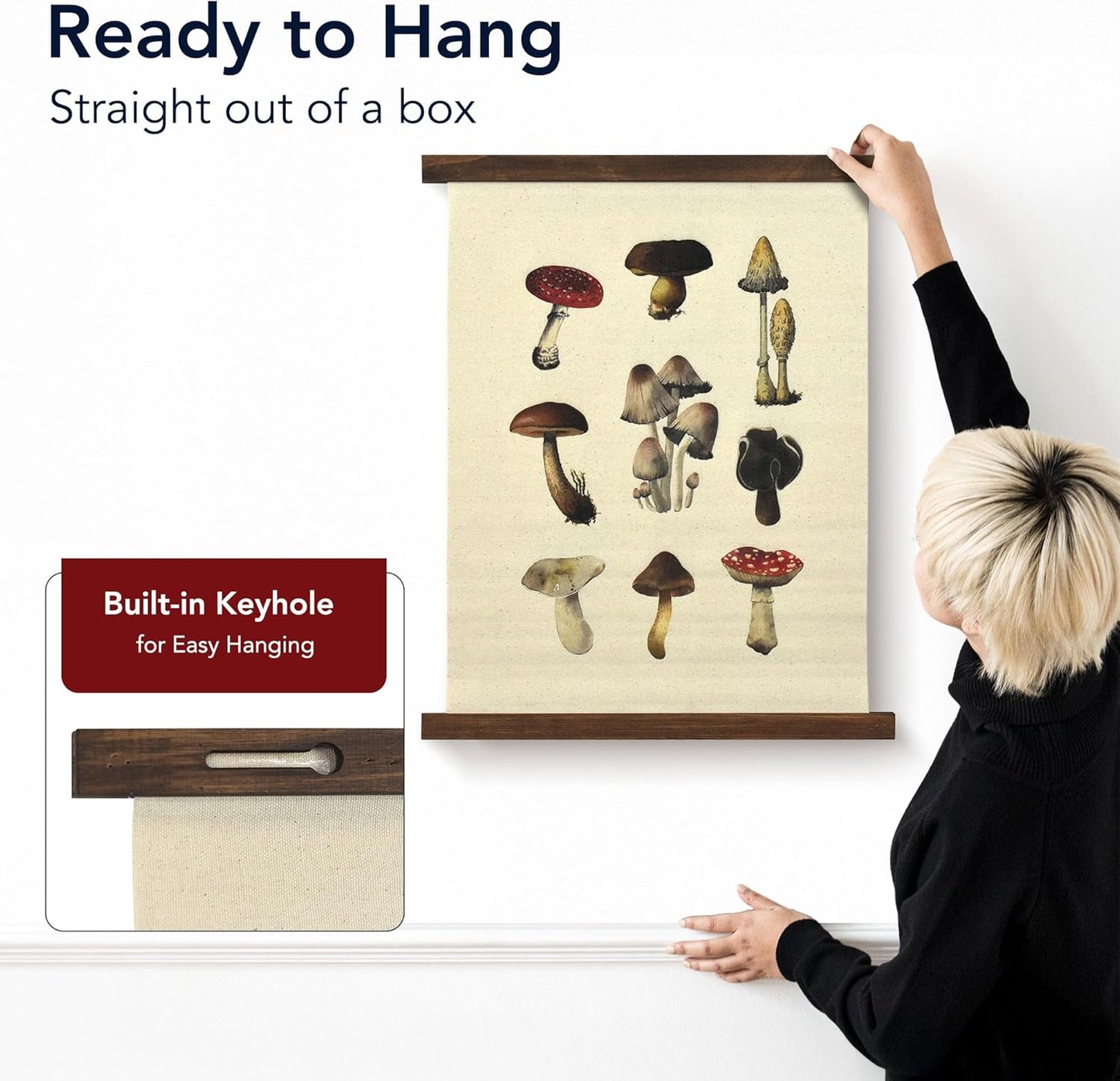 American Art Decor Hanging Linen Mushroom Tapestry Vintage Wall Art Hanging