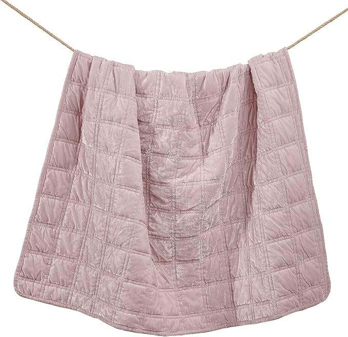 HiEnd Accents Stella Faux Silk Velvet Throw Blanket Lilac, 50x60 inch, Double Stitch Plush Soft Cozy Blankets, Luxury Decorative Throws for Couch, Bed, Sofa, Chair