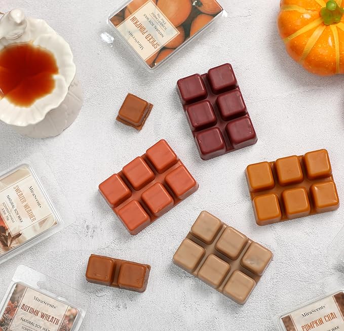 Fall Scented Wax Melts, Wax Cubes for Wax Warmer, Autumn Strong Scented Wax Melts,Nature Soy Wax Melts, Mix Scented Melts Sets Long Lasting for Fall,2.5 oz (6 Pack)