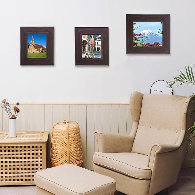 Wood Plein Air Frame for Canvas 11x14, 3.1" Wide Antique Canvas Floater Frames, Vintage Canvas Floating Frame, Ornate Picture Frames (11"x14", Black Walnut)
