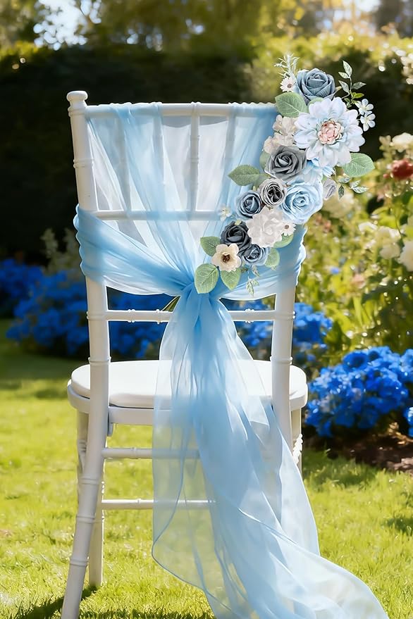 rongflower Blue Artificial Flowers Combo Box Set Silk Flowers Fake Rose for DIY Floral Arrangements Wedding Bouquets Centerpieces Baby Shower Party Home Decorations