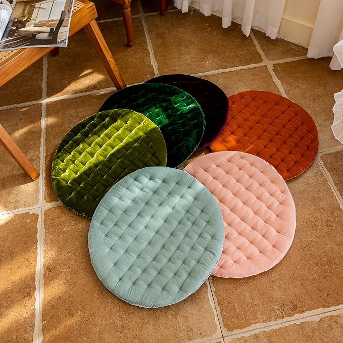 vctops Luxury Velvet Chair Pad Seat Cushion Soft and Comfy Chair Cushion Solid Color Round Seat Pad Cushion for Kitchen Dining Office Chair (Purple,17"x17")