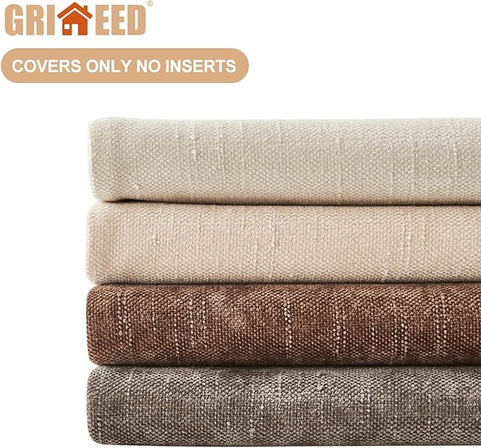 Pack of 4 Throw Pillow Covers 20x20 Inch Chenille Textured Neutral Soft Pillow Covers Solid Decorative Farmhouse Cushion Covers Home Boho Decor for Couch Sofa Bed Living Room