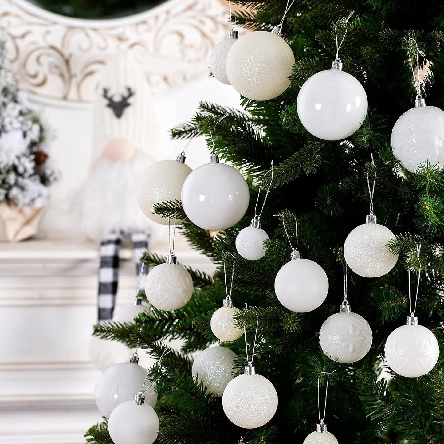 Christmas Ornaments for Xmas Trees,White Shatterproof Christmas Ball Ornaments